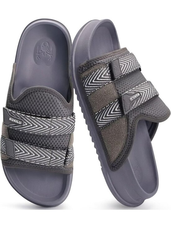 Mens Dark Grey Orthotic Arch Support Fabric Ultra Soft Comfort Fit Slipper Shoes main image 4